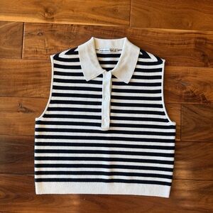 Abercrombie & Fitch Black and White Striped Collared sweater Top XS